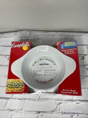 Campbell's Green Bean Casserole Dish White with Printed Recipe